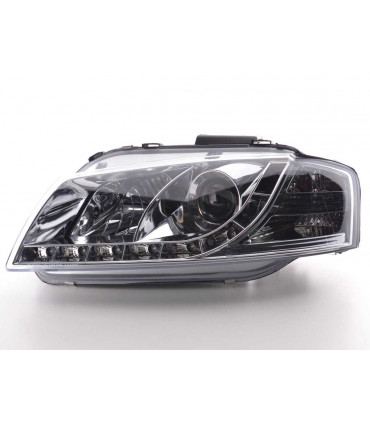 Fari - Luce diurna LED DRL look fari Audi A3 tipo 8P 03-07 Lampada cromata...