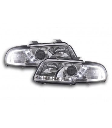 Fari - Luce diurna LED DRL look fari Audi A4 tipo B5 99-01 cromato...