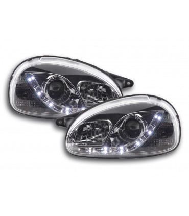 Fari - Luce diurna LED DRL look fari Opel Corsa B 94-00 cromati...
