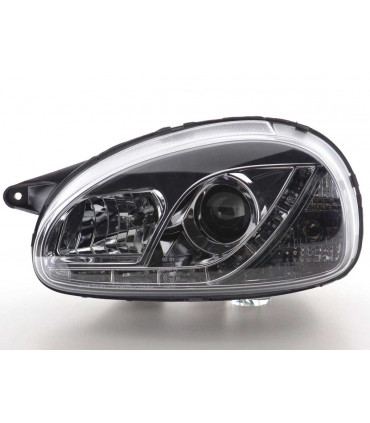 Fari - Luce diurna LED DRL look fari Opel Corsa B 94-00 cromati...