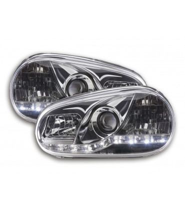 Fari - Luce diurna LED DRL look VW Golf 4 tipo 1J 98-03 cromato...