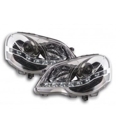 Fari - Luce diurna LED DRL look VW Polo tipo 9N3 05-09 cromato...
