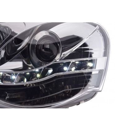Fari - Luce diurna LED DRL look VW Polo tipo 9N3 05-09 cromato...