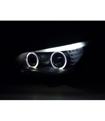 Fari - Fari Xenon Angel Eyes LED BMW Serie 5 E60 / E61 03-04 nero per