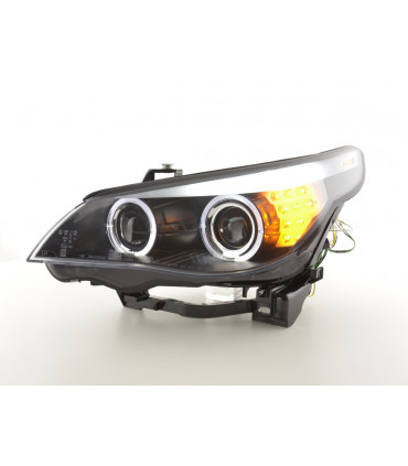 Fari - Fari Xenon Angel Eyes LED BMW 5er E60 / E61 05-08 neri per la guida