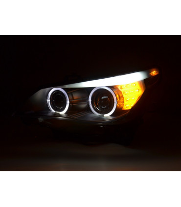 Fari - Fari Xenon Angel Eyes LED BMW 5er E60 / E61 05-08 neri per la guida