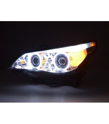 Fari - Faro Xenon Angel Eyes CCFL BMW Serie 5 E60 / E61 03-04 cromato