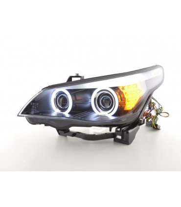 Phares - Phares xenon angel eyes CCFL BMW 5er E60 / E61 03-04 noir pour