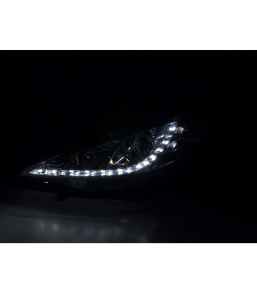 Phares - Phare Daylight LED Feux de jour LED Peugeot 207 06- chrome pour