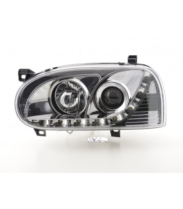 Fari - Luce diurna LED DRL faro VW Golf 3 tipo 1HXO 1EXO 91-97 cromato...