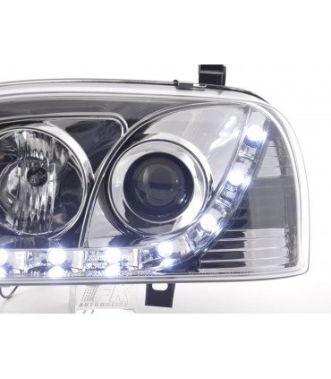 Fari - Luce diurna LED DRL faro VW Golf 3 tipo 1HXO 1EXO 91-97 cromato...