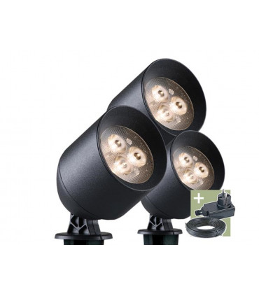 Illuminazione da esterno - Ludeco - Laros - spot - set 3 pz - 12 V - 90 lm - 1 W -