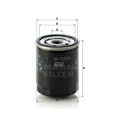 Filtre a huile MANN-FILTER W 712/54 SKODA VW SEAT Fabia I Octavia I Fabia I Combi Fabia I Stufenheck Lupo Arosa