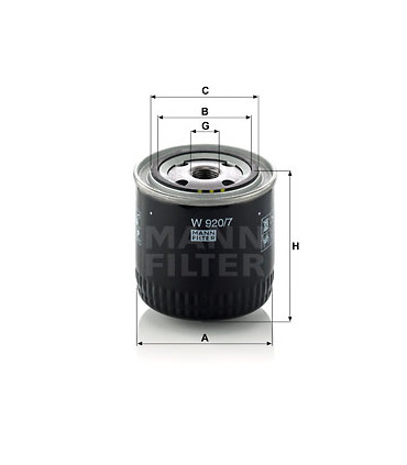 Filtre systeme hydraulique de travail MANN-FILTER W 920/7