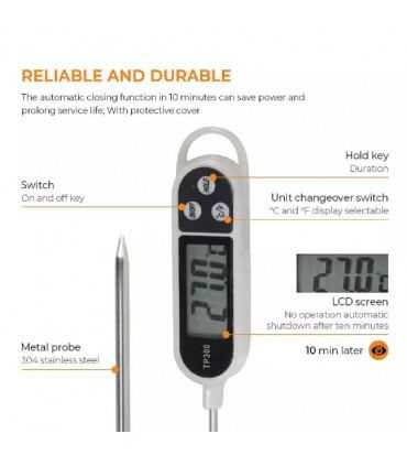 Thermomètre Numérique en Acier Inox, à lecture instantanée