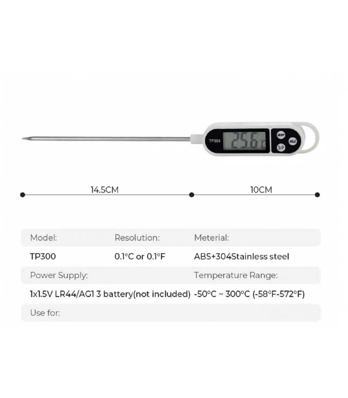 Thermomètre de Cuisine, Numérique en Acier Inox, à lecture instantanée
