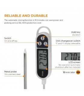 Küchenthermometer Digital Edelstahl Sofortablesung
