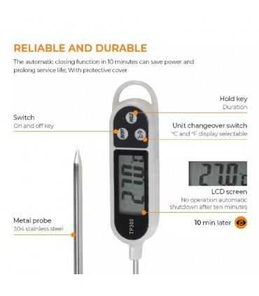 Digital Kitchen Thermometer, Stainless Steel, Instant-Read