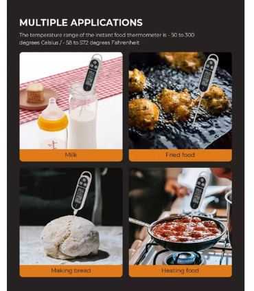 Digital Kitchen Thermometer, Stainless Steel, Instant-Read