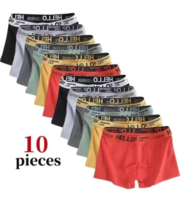 Ensemble de sous-vêtements pour hommes tendance : ensemble de 10 boxers et slips extensibles, r