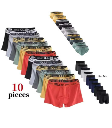 Ensemble de sous-vêtements pour hommes tendance : ensemble de 10 boxers et slips extensibles, r