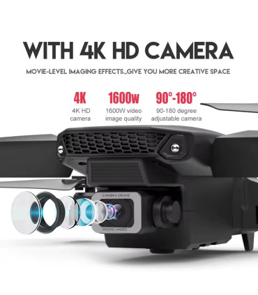 Drone E88 Pro WIFI FPV avec caméra HD 4K, quadricoptère RC pliable - Cadeau parfait