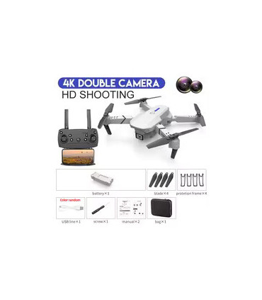 Drone E88 Pro WIFI FPV avec caméra HD 4K, quadricoptère RC pliable - Cadeau parfait