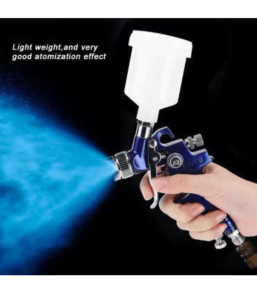 Pistolet de pulvérisation pneumatique mini H-2000A professionnel avec buse de 0,8/1,0 mm et rés