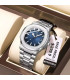 Montre de luxe carrée pour homme en acier inoxydable étanche avec date, aiguilles lumineuses - 