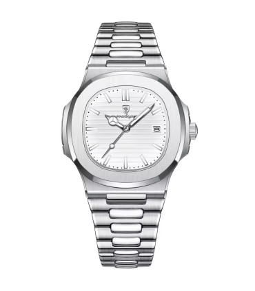 Montre de luxe carrée pour homme en acier inoxydable étanche avec date, aiguilles lumineuses - 