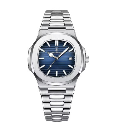 Montre de luxe carrée pour homme en acier inoxydable étanche avec date, aiguilles lumineuses - 