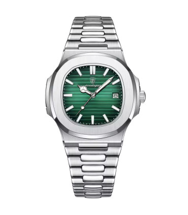 Montre de luxe carrée pour homme en acier inoxydable étanche avec date, aiguilles lumineuses - 