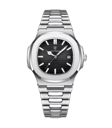 Montre de luxe carrée pour homme en acier inoxydable étanche avec date, aiguilles lumineuses - 