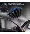 Parapluie pliant automatique inversé pour hommes et femmes avec bande réfléchissante coupe-vent