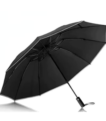 Parapluie pliant automatique inversé pour hommes et femmes avec bande réfléchissante coupe-vent