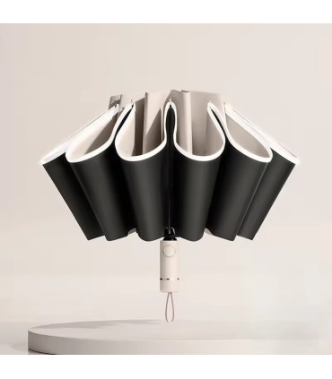 Parapluie pliant automatique inversé pour hommes et femmes avec bande réfléchissante coupe-vent