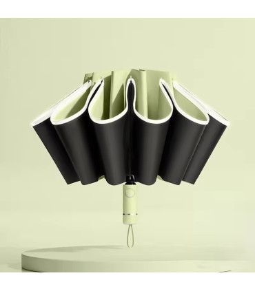 Parapluie pliant automatique inversé pour hommes et femmes avec bande réfléchissante coupe-vent