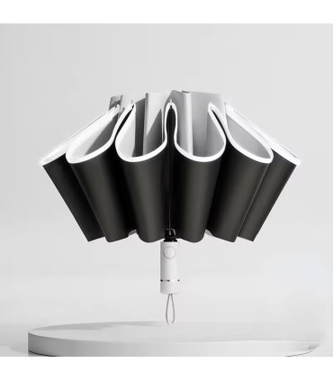 Parapluie pliant automatique inversé pour hommes et femmes avec bande réfléchissante coupe-vent