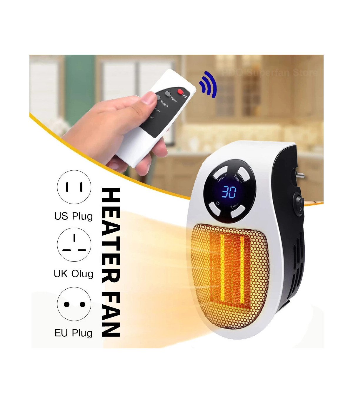 Portable Electric Heater 500W, 500W, Wall Outlet, Home Appliance, Heater Stove, M