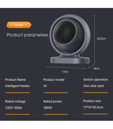 380W chauffage électrique Portable ventilateur de bureau poêle ventilateur d\'air chaud Mini rad