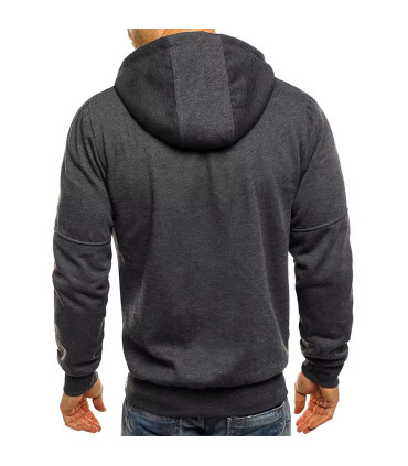 Sweat à capuche à manches longues pour hommes avec fermeture éclair, veste décontractée sportiv
