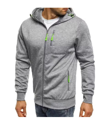 Sweat à capuche à manches longues pour hommes avec fermeture éclair, veste décontractée sportiv