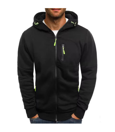 Sweat à capuche à manches longues pour hommes avec fermeture éclair, veste décontractée sportiv