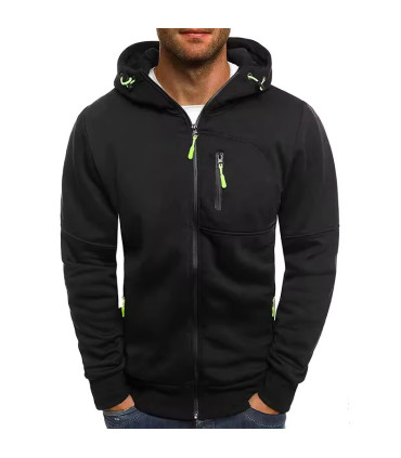 Sweat à capuche à manches longues pour hommes avec fermeture éclair, veste décontractée sportiv