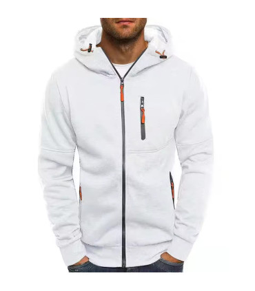 Sweat à capuche à manches longues pour hommes avec fermeture éclair, veste décontractée sportiv