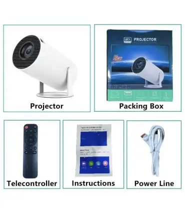 [Wired-with box] Projecteur portable USAMR HY200 1080P, 270 ° Angle réglable, projecteur de fil