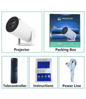 [Wired-with box] Projecteur portable USAMR HY200 1080P, 270 ° Angle réglable, projecteur de fil