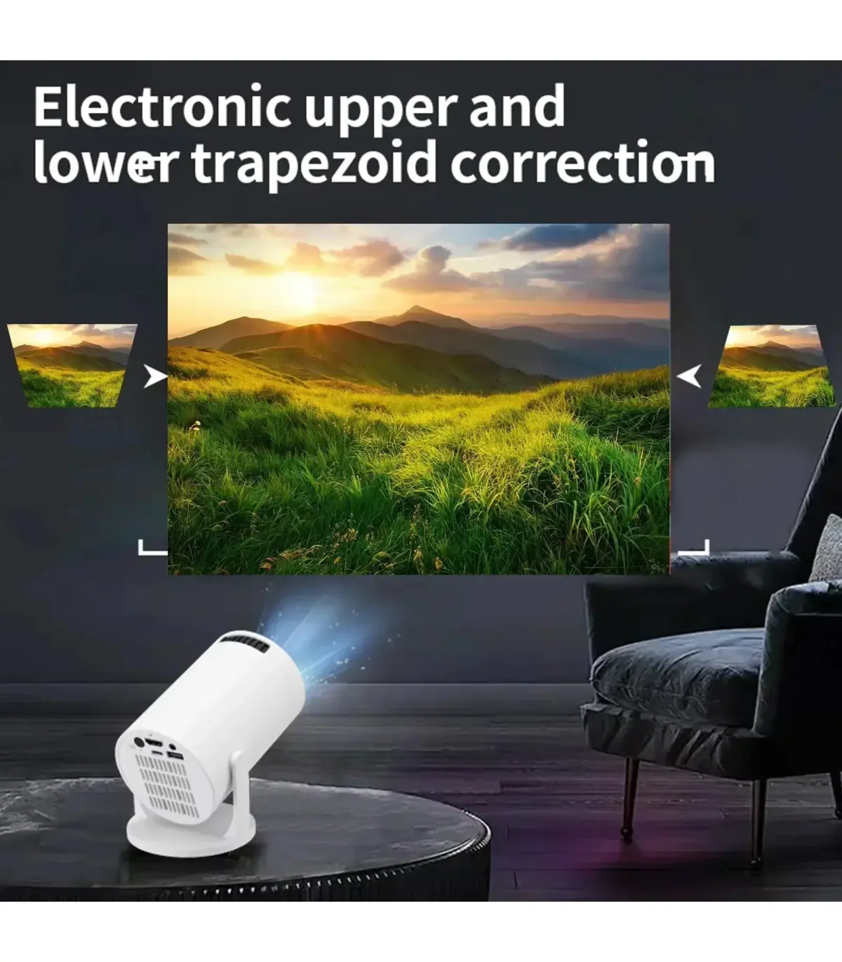 [Wired-with box] Projecteur portable USAMR HY200 1080P, 270 ° Angle réglable, projecteur de fil