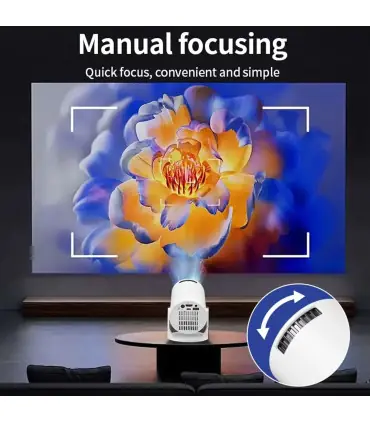 [Wired-with box] Projecteur portable USAMR HY200 1080P, 270 ° Angle réglable, projecteur de fil