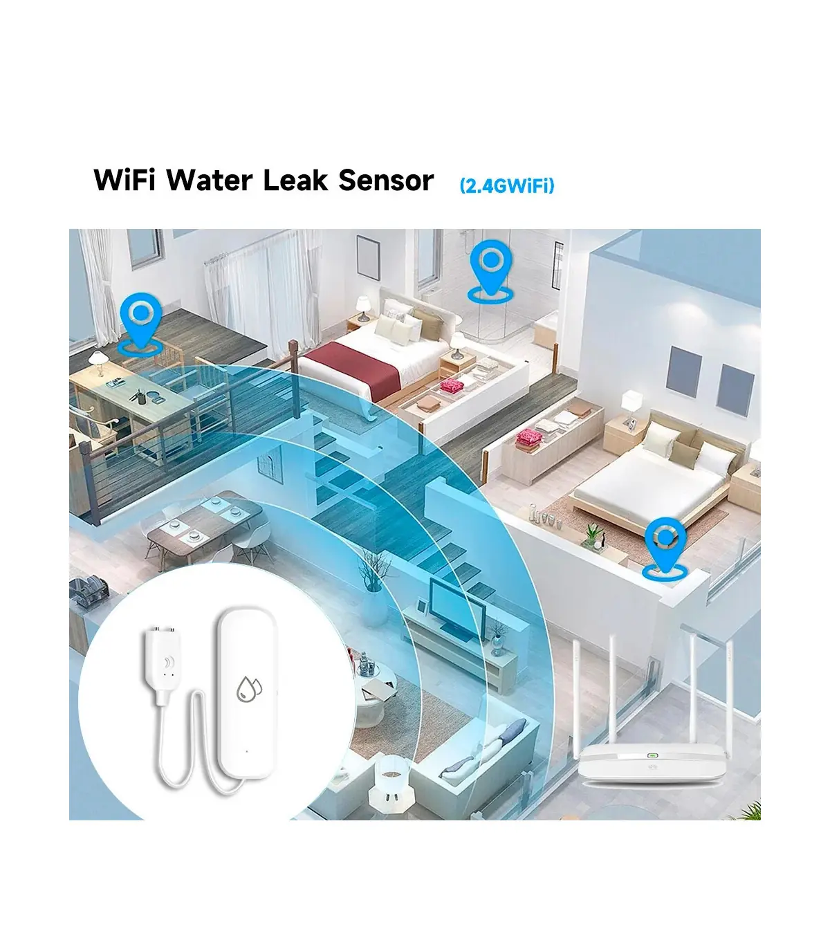 [Wifi 1Pcs] Tuya WiFi/ZigBee capteur d\'eau alarme de fuite détecteur de fuite d\'inondation mais